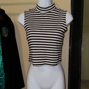 Joe Boxer striped black & white crop top